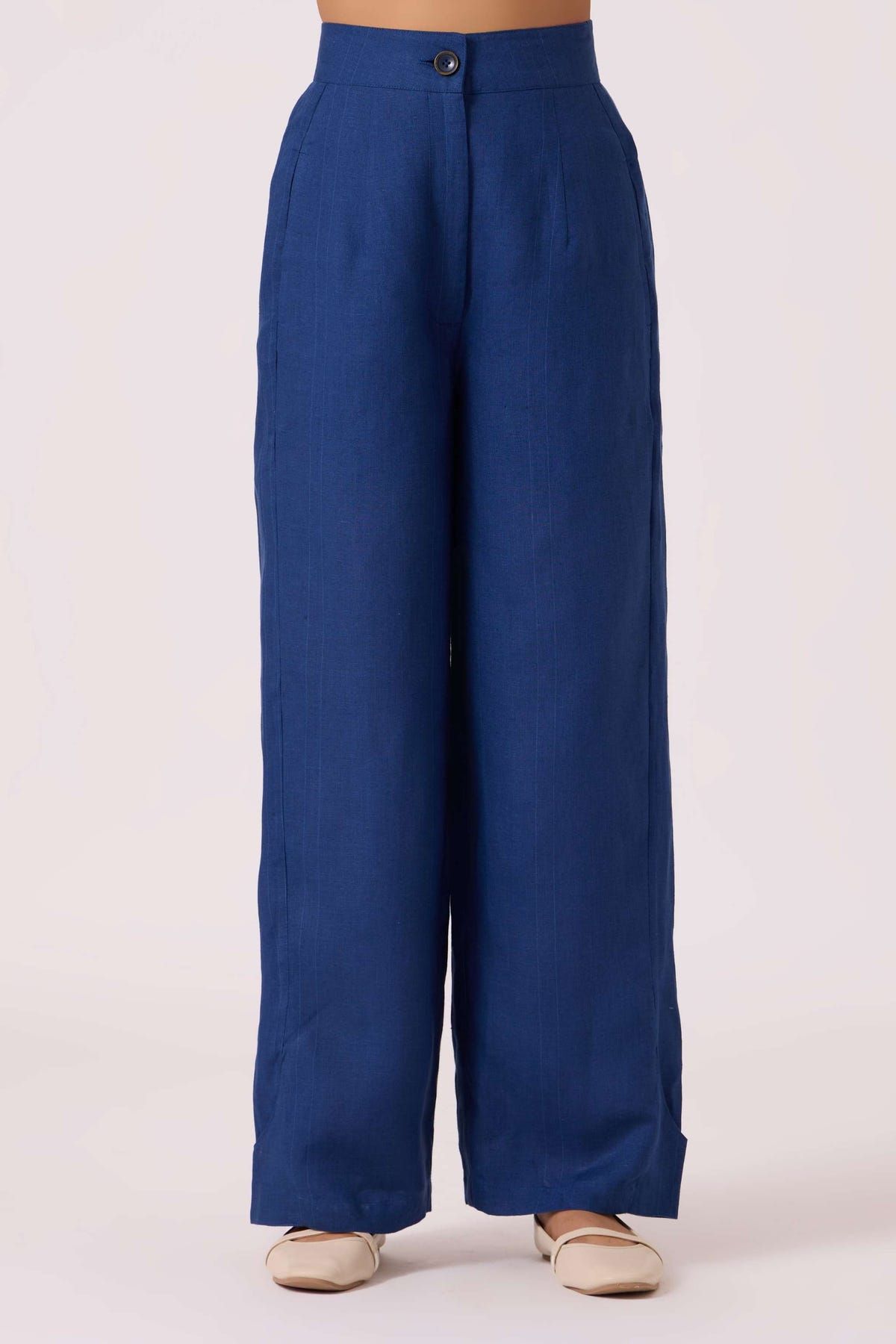 Aldous Ink Blue Linen Pants - image 1