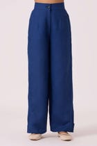 Aldous Ink Blue Linen Pants view 1