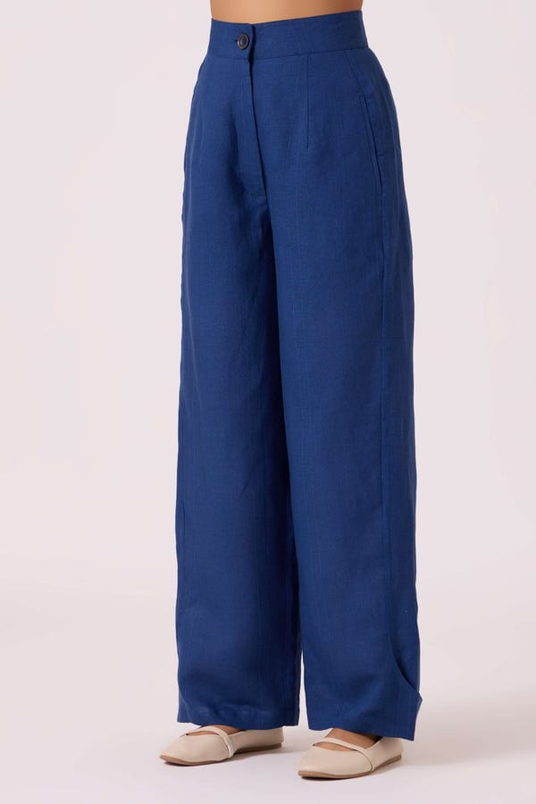 The Summer House — Aldous Ink Blue Linen Pants