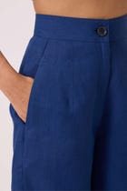 Aldous Ink Blue Linen Pants view 3