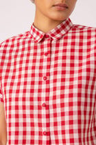 Emily Red Checkered Handwoven Top view 5