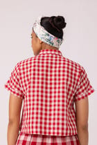 Emily Red Checkered Handwoven Top view 8