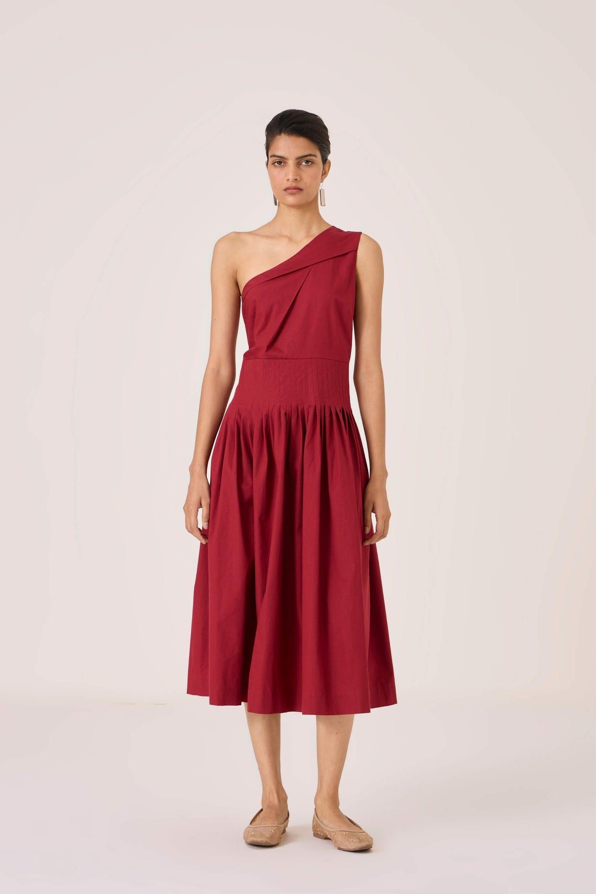 Vidura Red One Shoulder Dress - image 1