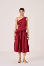 Vidura Red One Shoulder Dress view 1