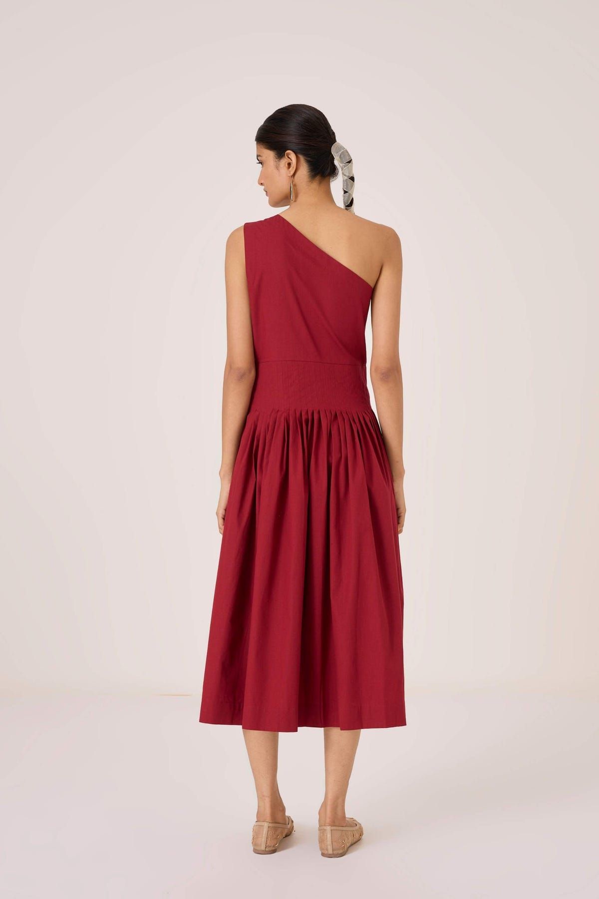 Vidura Red One Shoulder Dress - image 11