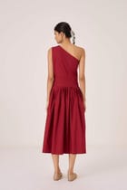Vidura Red One Shoulder Dress view 11