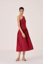 Vidura Red One Shoulder Dress view 12