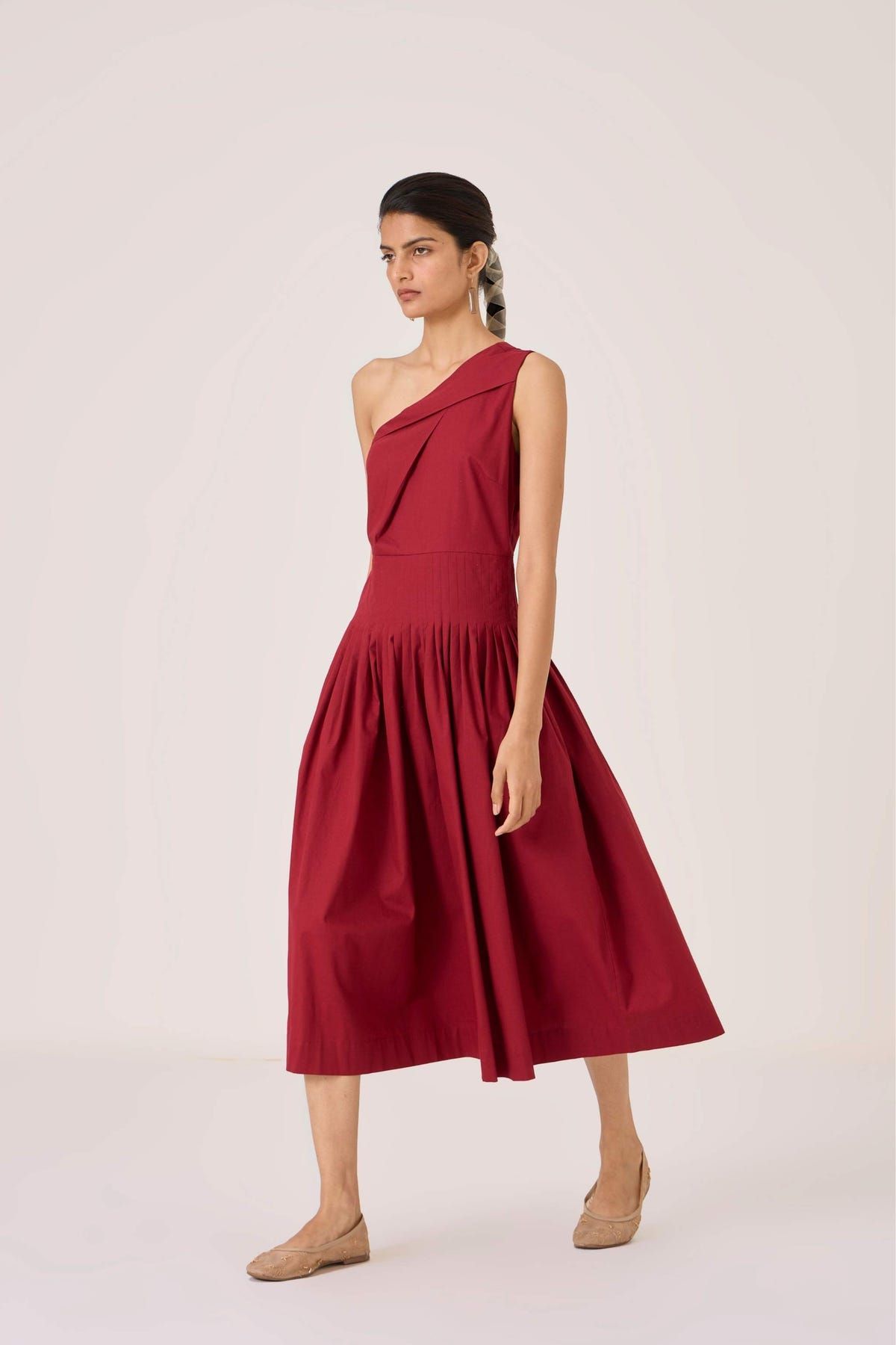 Vidura Red One Shoulder Dress - image 13
