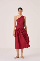 Vidura Red One Shoulder Dress view 2