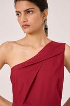 Vidura Red One Shoulder Dress view 3