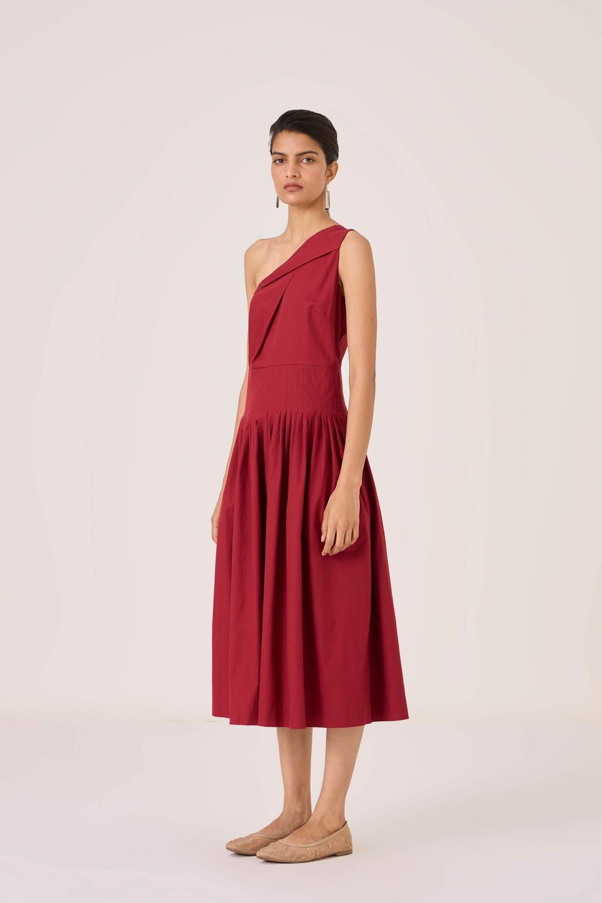 Vidura Red One Shoulder Dress - image 4