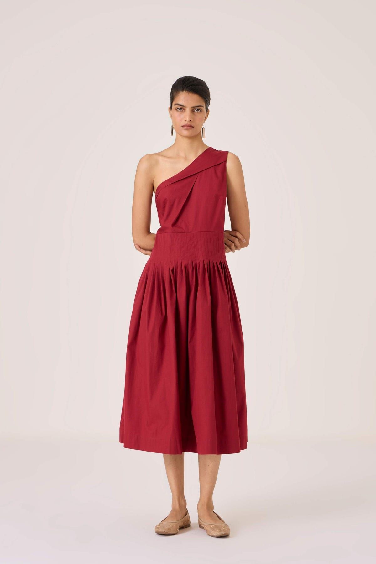 Vidura Red One Shoulder Dress - image 6