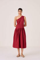 Vidura Red One Shoulder Dress view 6