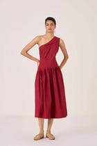 Vidura Red One Shoulder Dress view 7
