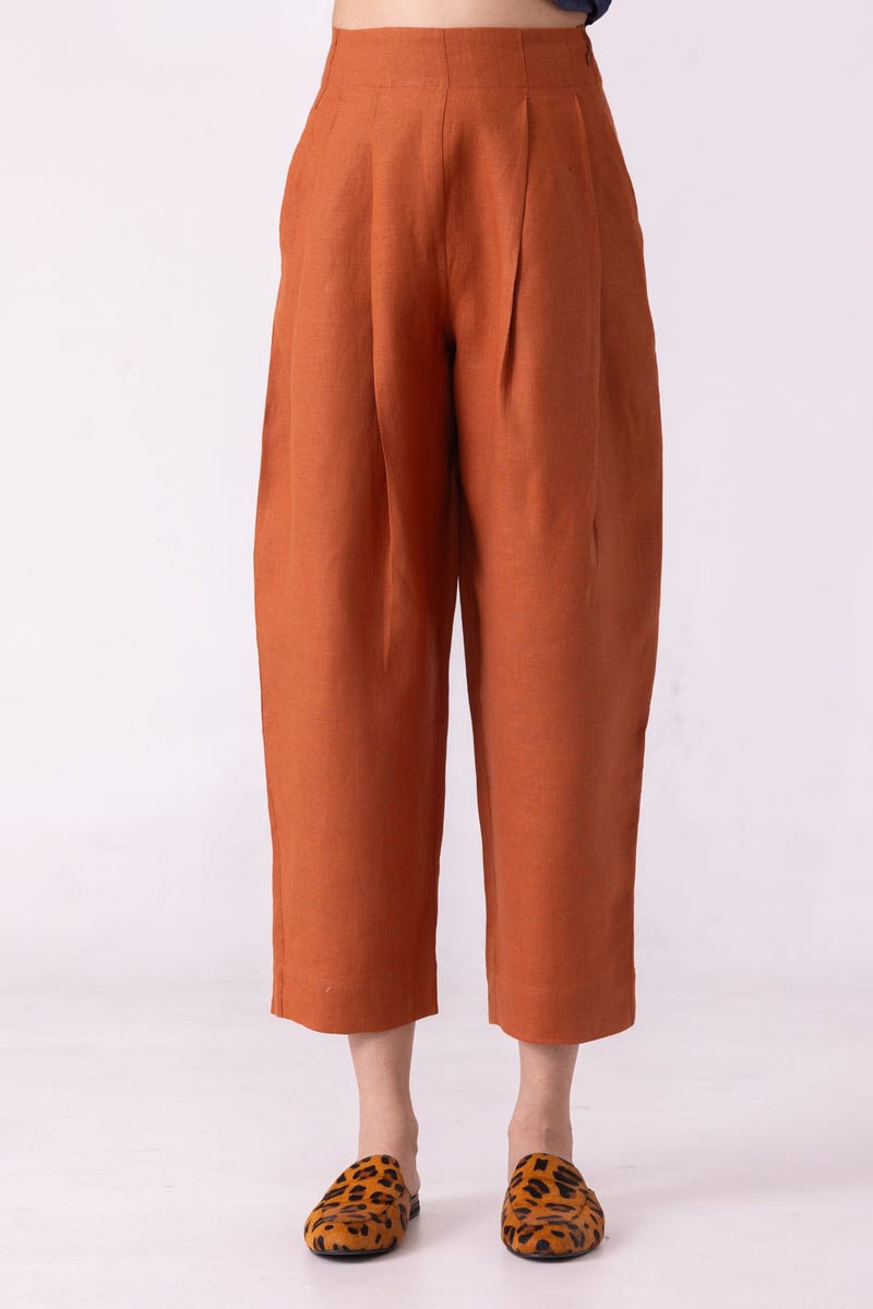 Bandra Rust Linen Pants