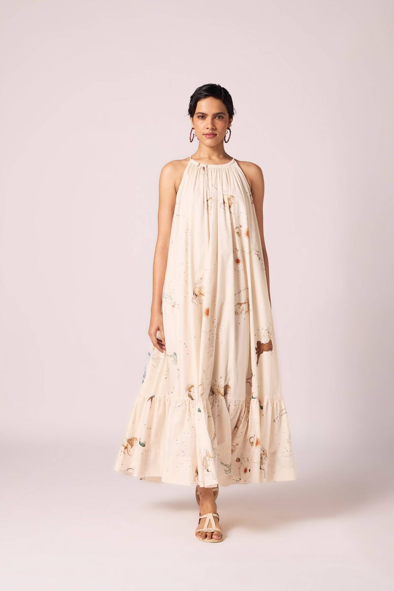 Naiara Zodiac Print Maxi Dress