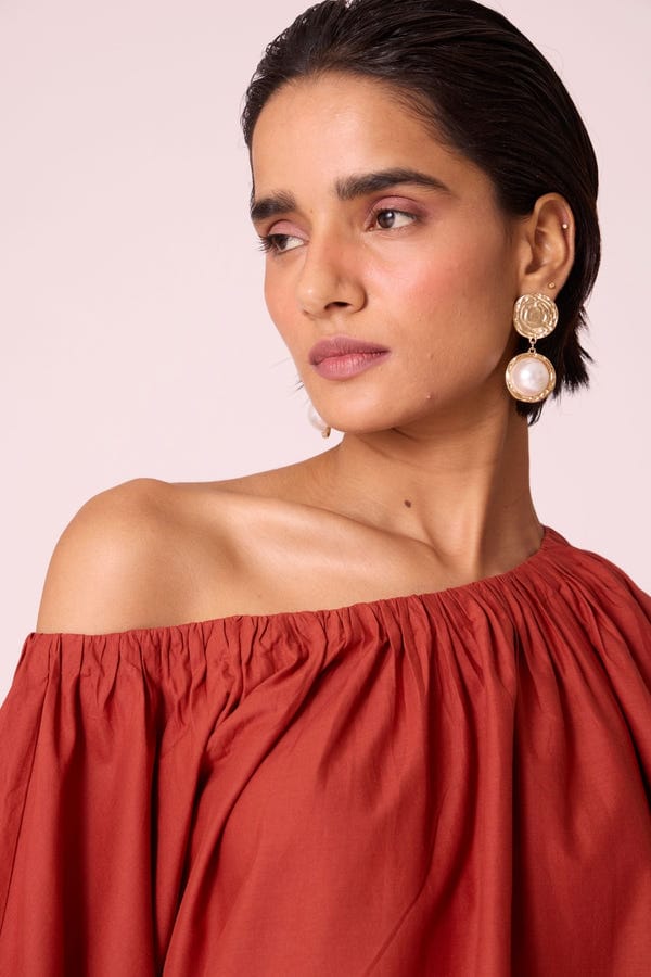 The Summer House — Dina Rust Off Shoulder Top