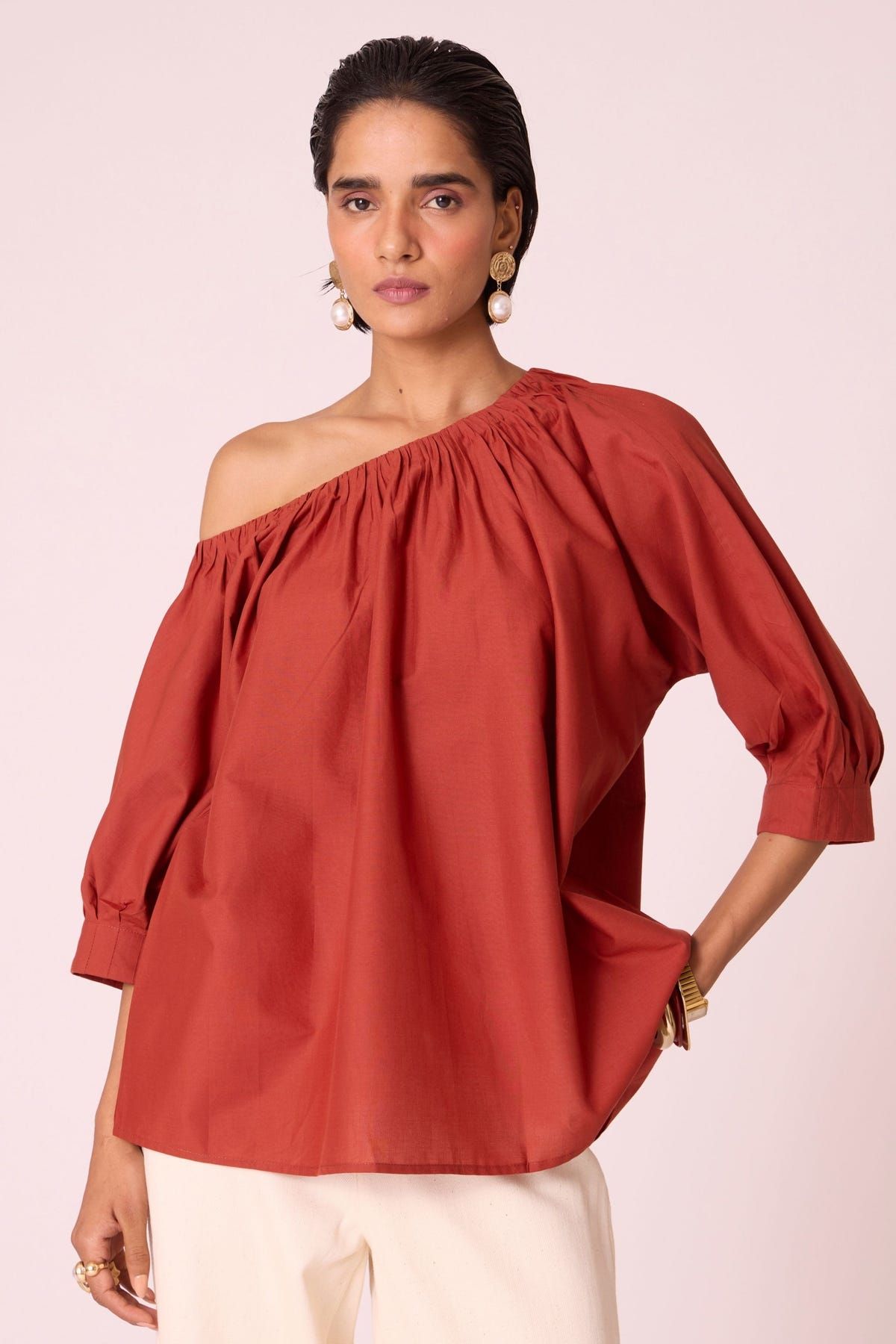 Dina Rust Off Shoulder Top - image 2