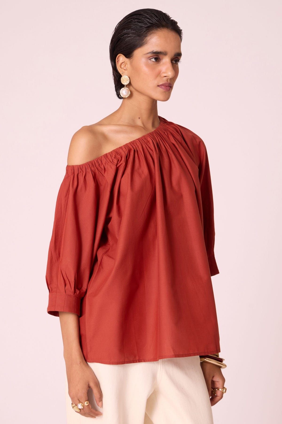 Dina Rust Off Shoulder Top - image 3