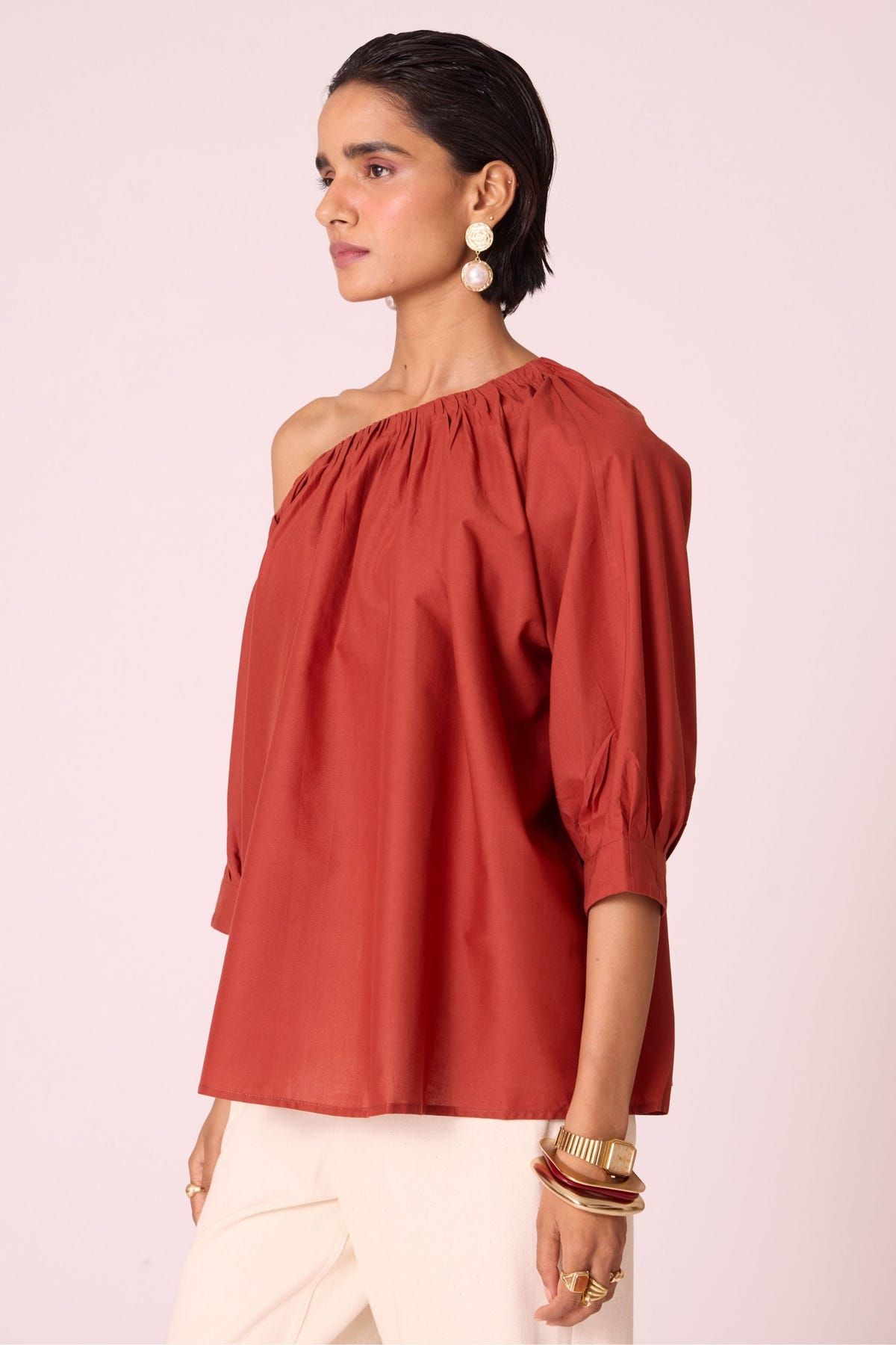 Dina Rust Off Shoulder Top - image 4