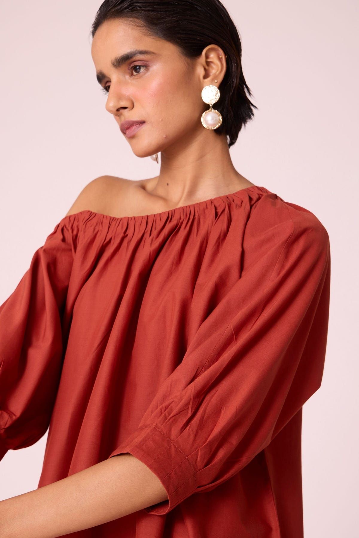 Dina Rust Off Shoulder Top - image 5
