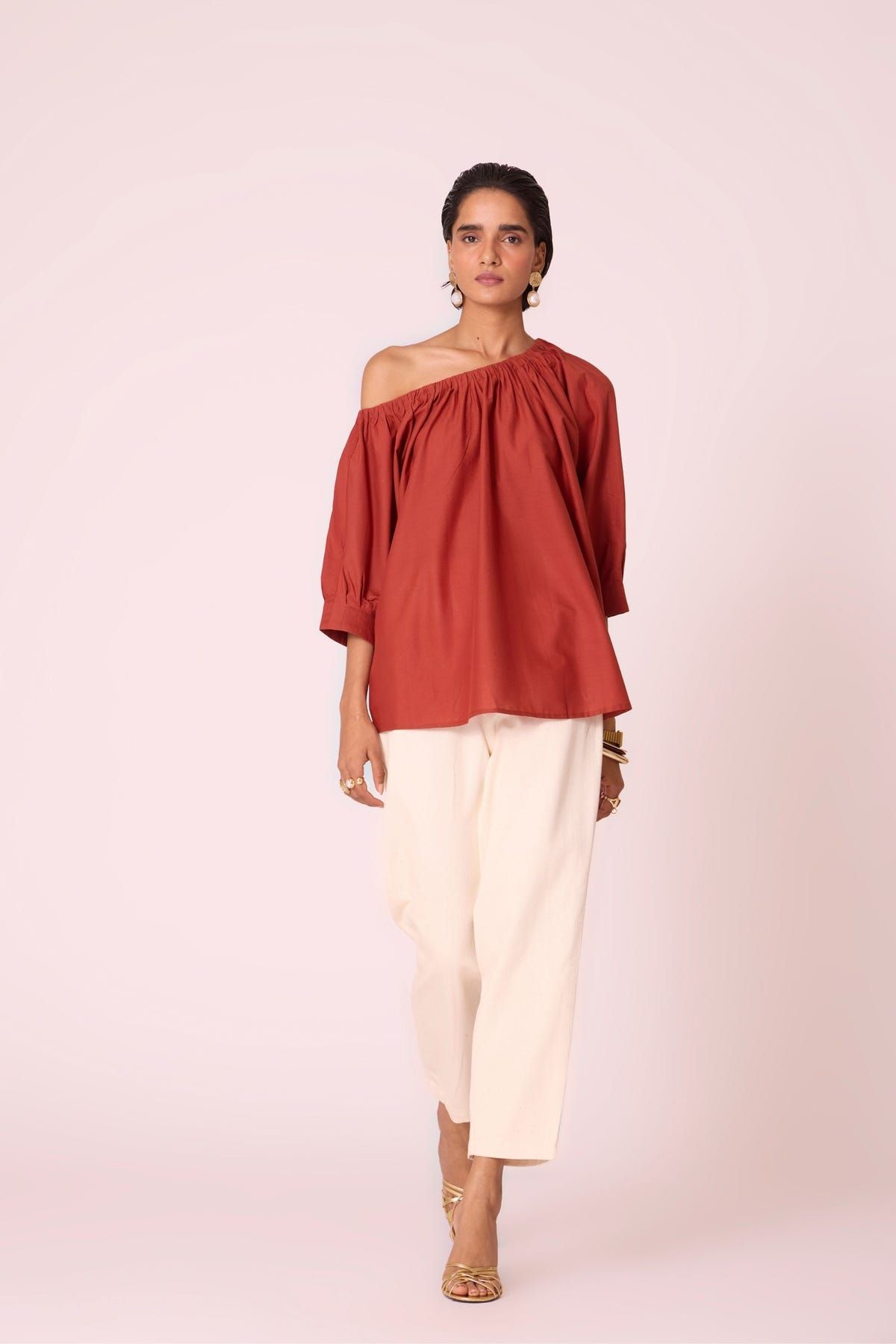Dina Rust Off Shoulder Top - image 6