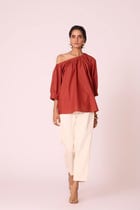 Dina Rust Off Shoulder Top view 6
