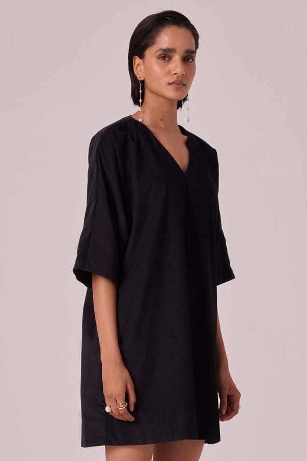 The Summer House — Stad Black Needlecord Shift Dress