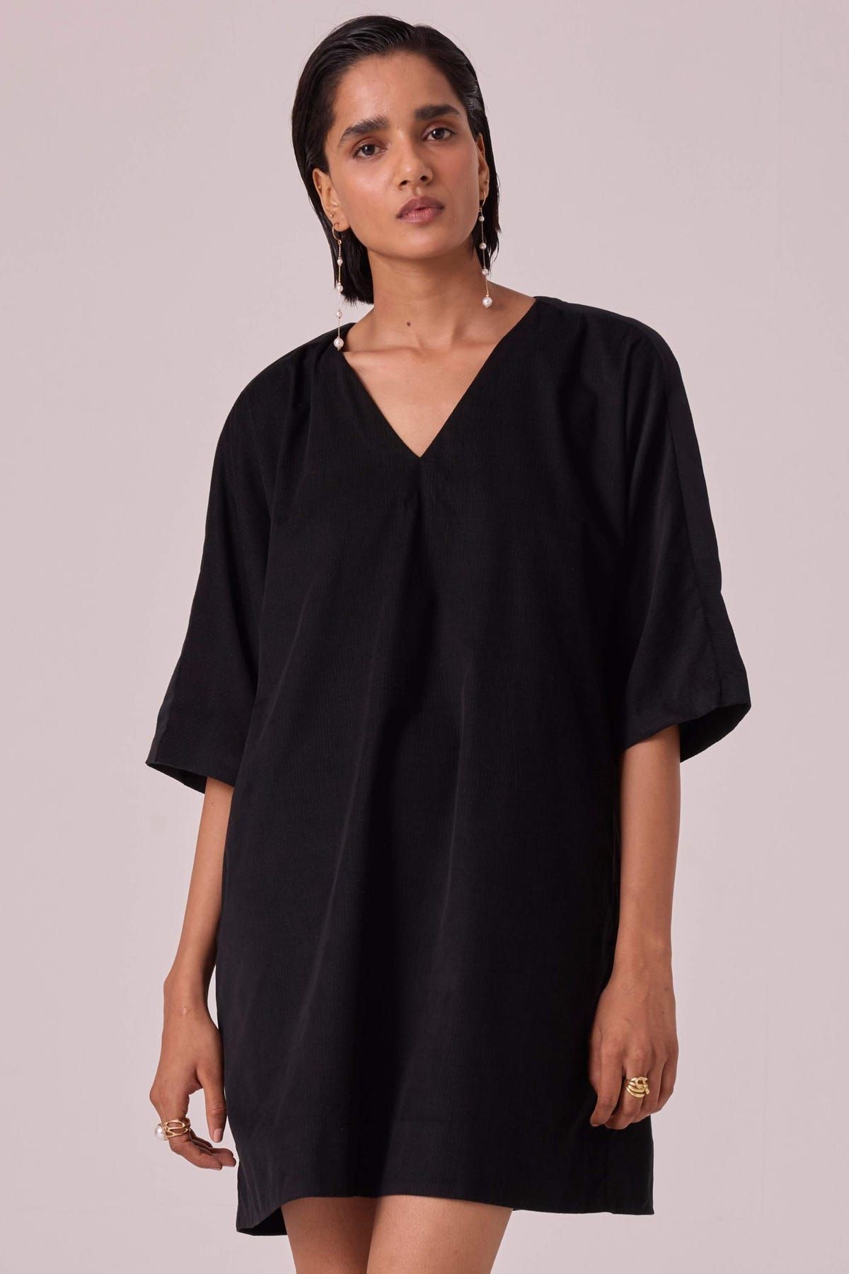 Stad Black Needlecord Shift Dress - image 4