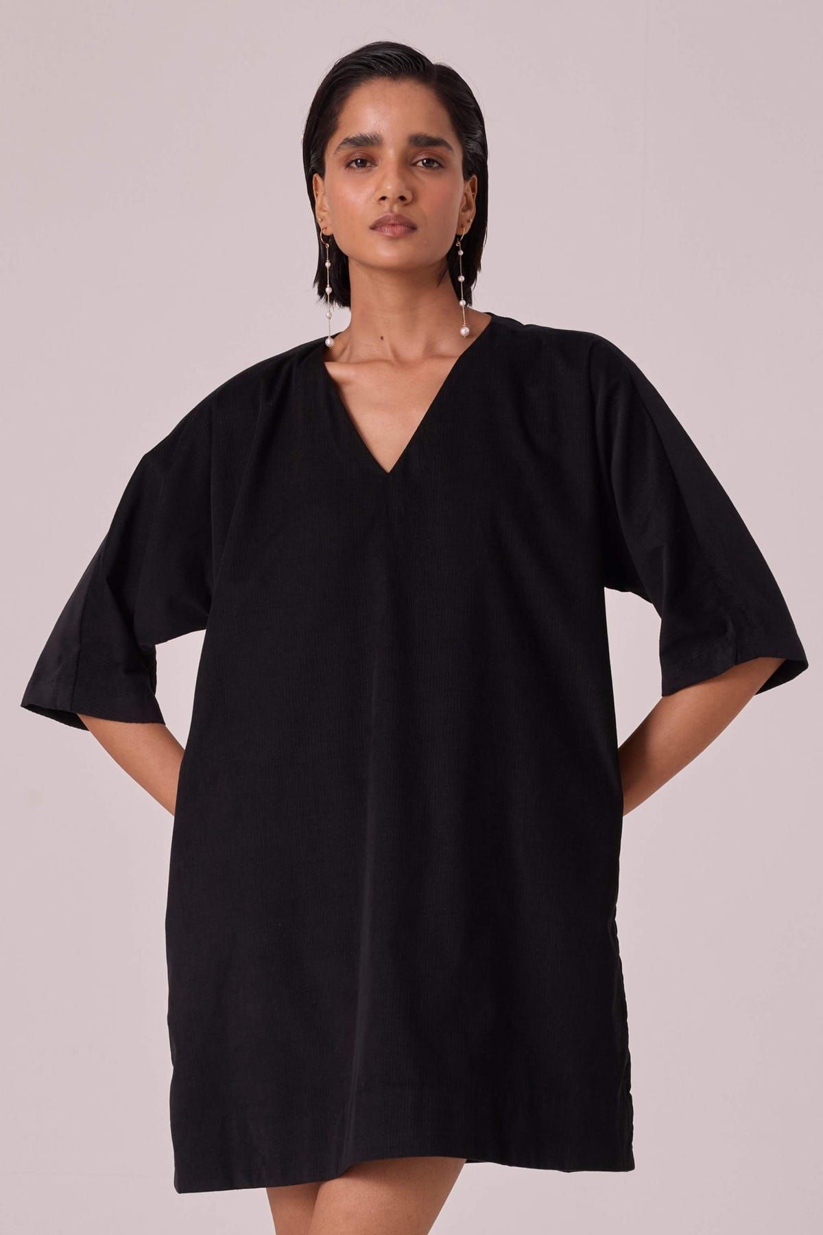 Stad Black Needlecord Shift Dress - image 9