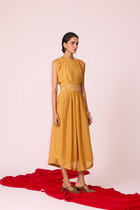 Barika Yellow Midi Dress view 3