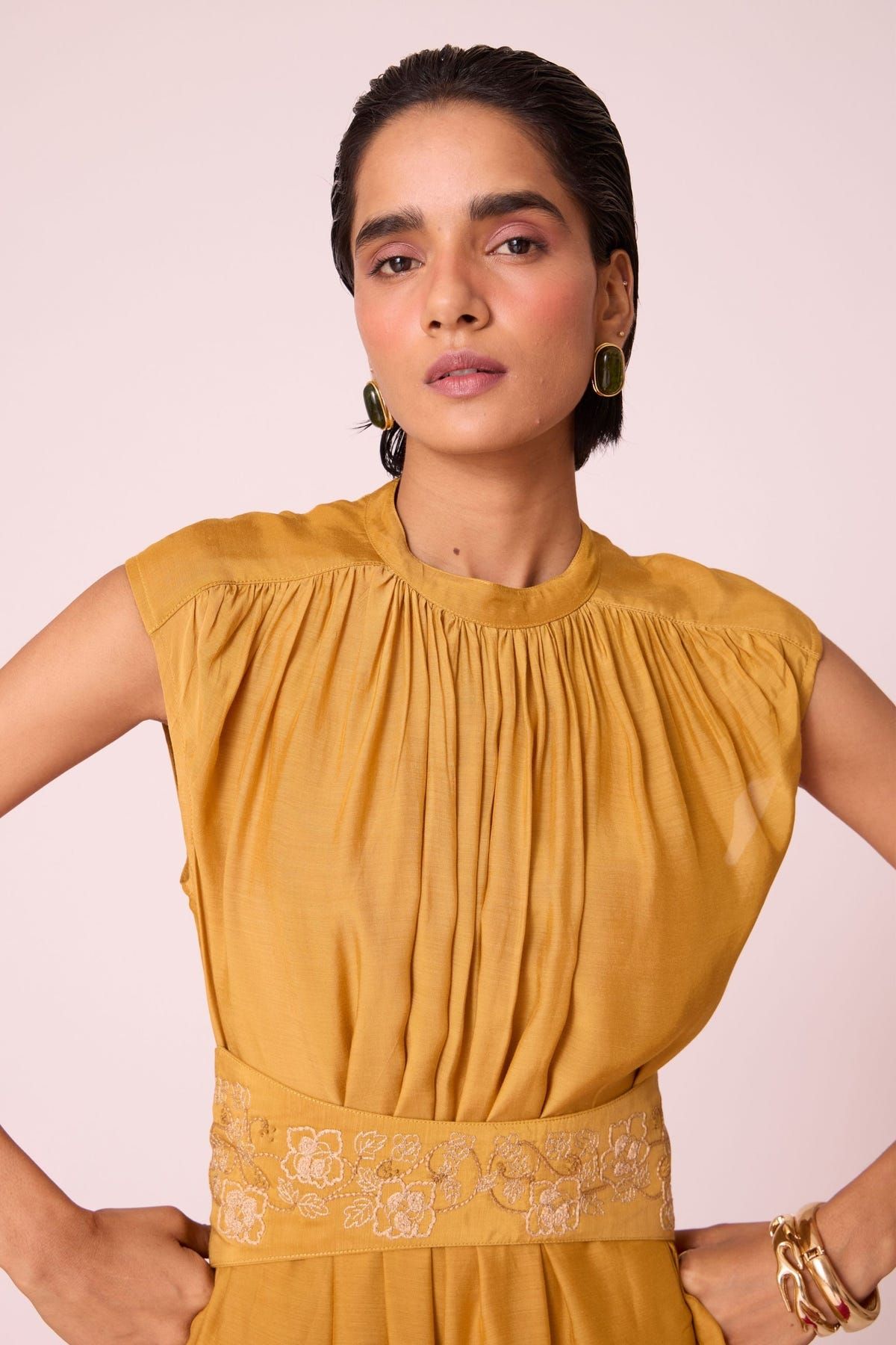 Barika Yellow Midi Dress - image 4