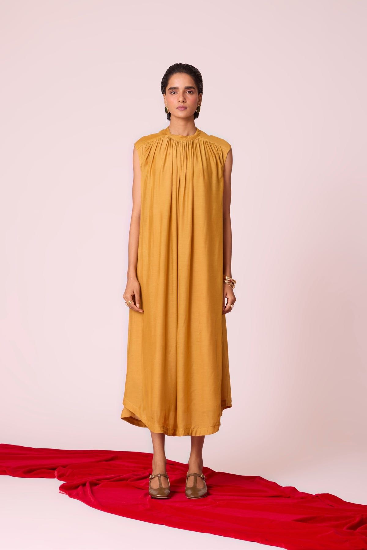 Barika Yellow Midi Dress - image 7