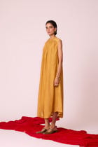 Barika Yellow Midi Dress view 8