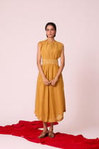 Barika Yellow Midi Dress view 9