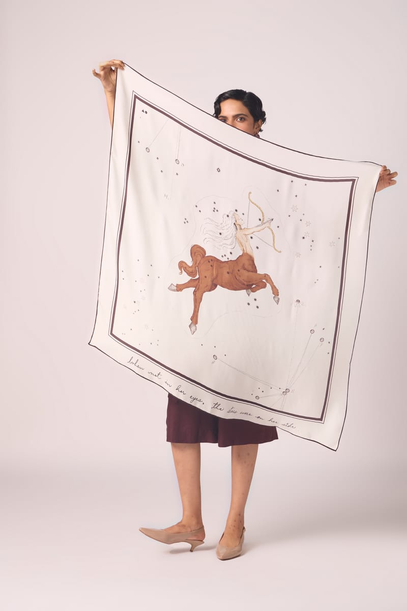 Sagittarius Printed Satin Scarf