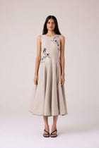 Helios Beige Embroidered Dress view 1