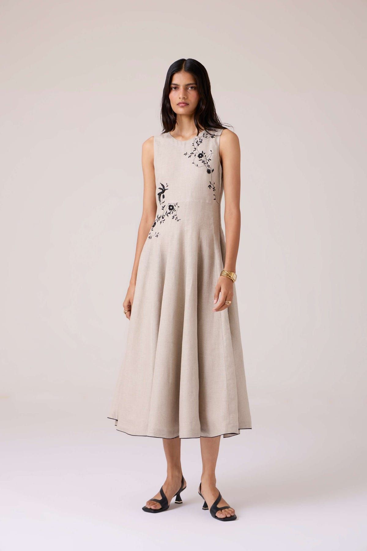 Helios Beige Embroidered Dress - image 3