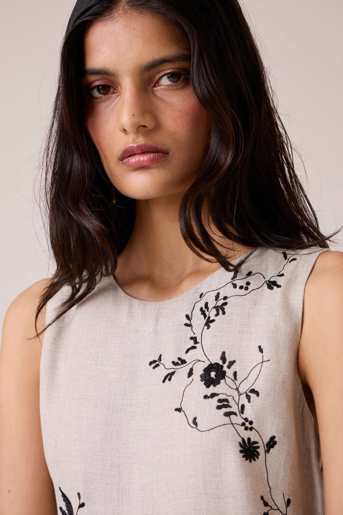 Helios Beige Embroidered Dress - image 4