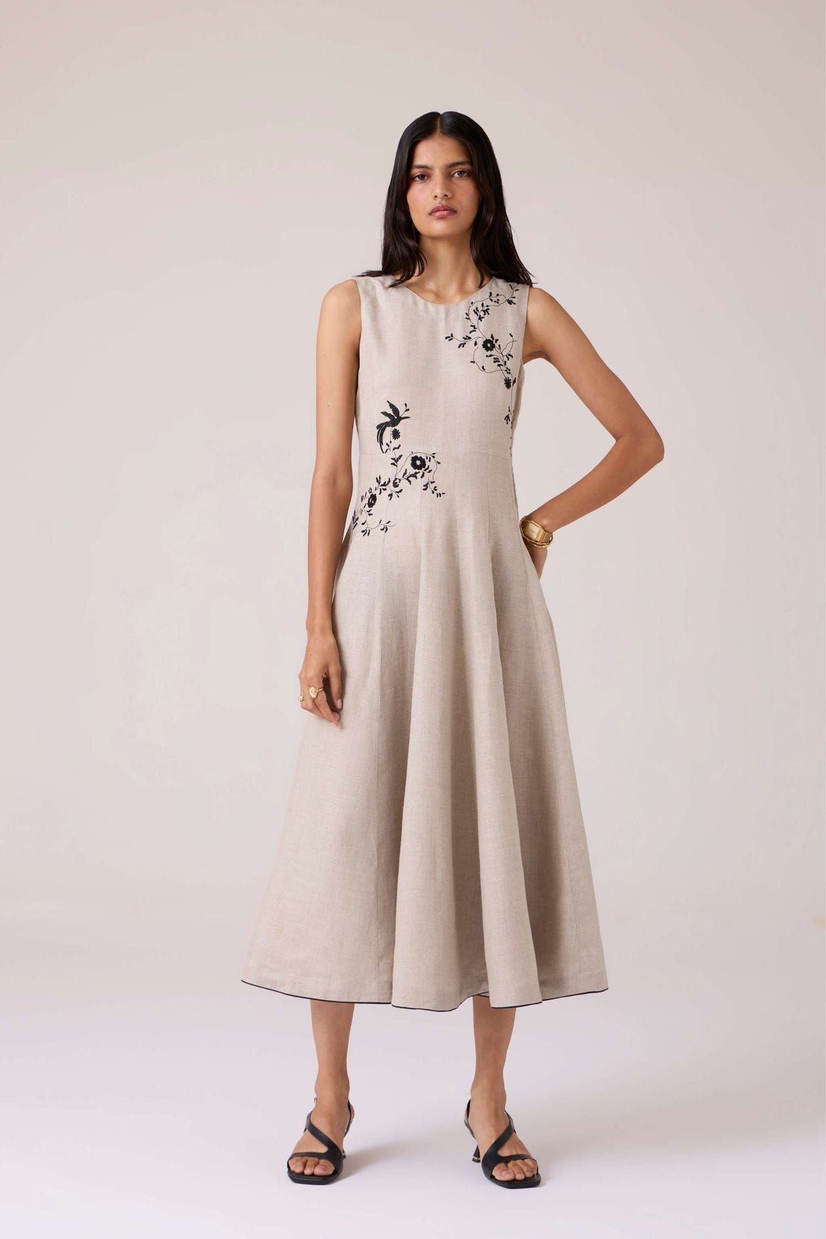 Helios Beige Embroidered Dress - image 6