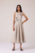 Helios Beige Embroidered Dress view 6