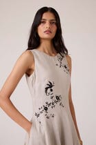 Helios Beige Embroidered Dress view 7