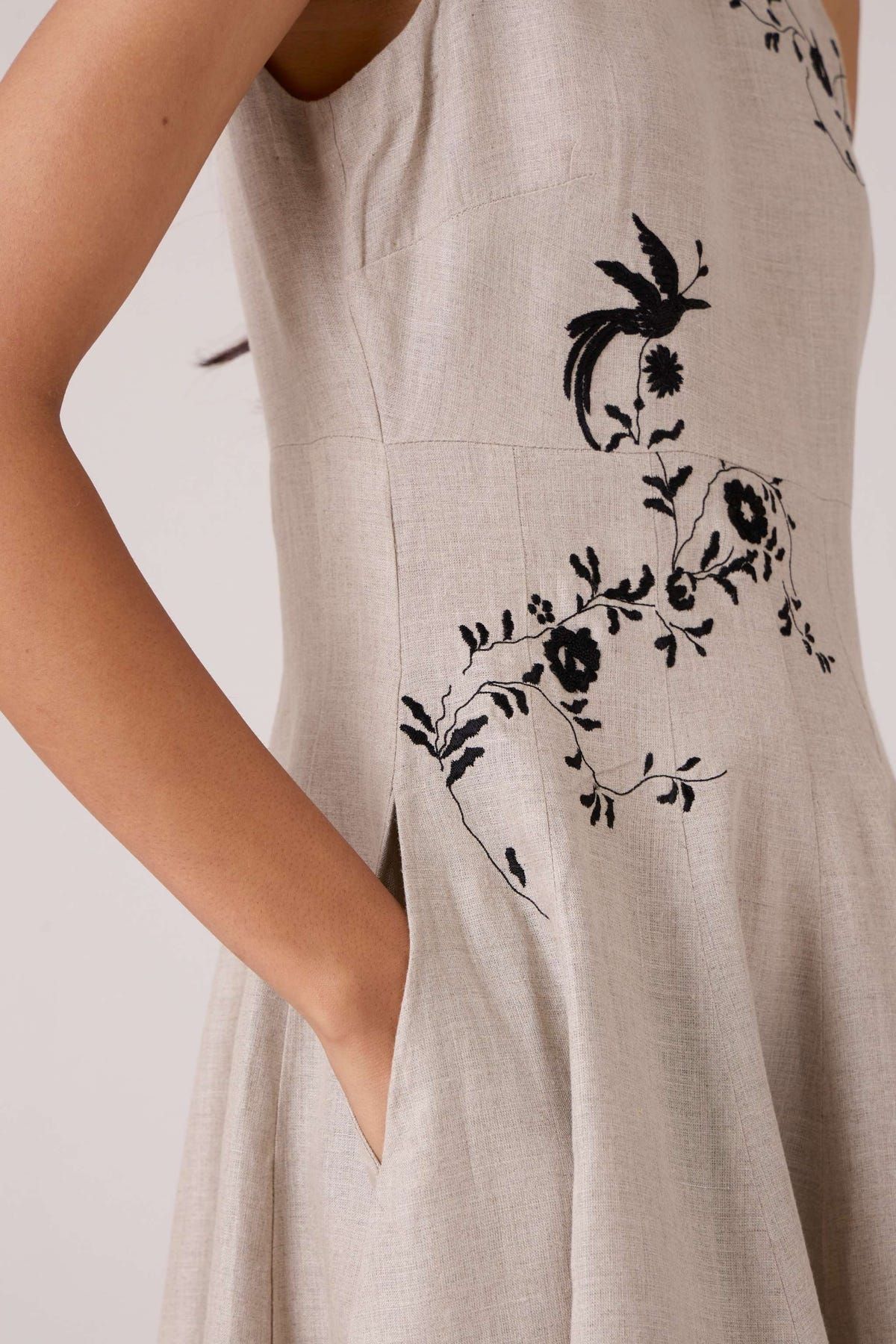Helios Beige Embroidered Dress - image 8