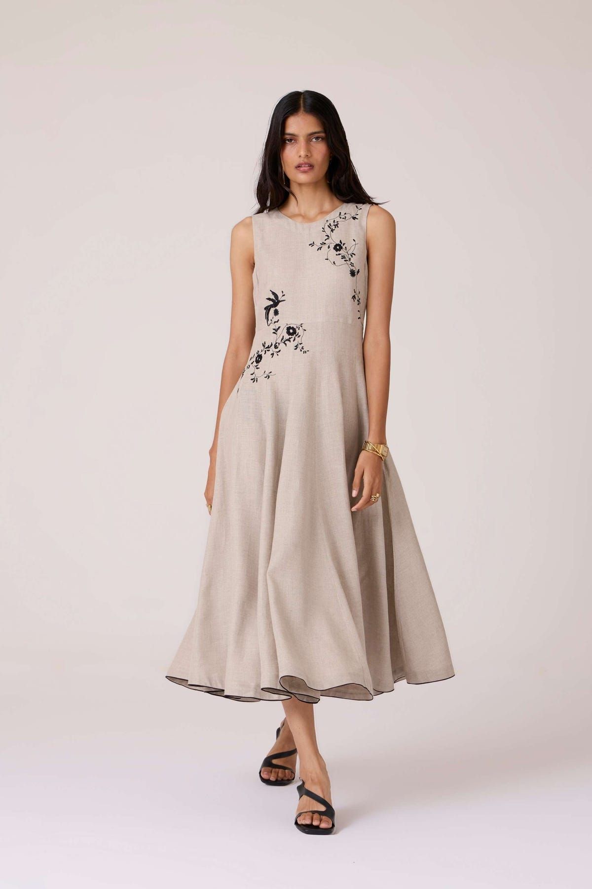Helios Beige Embroidered Dress - image 9
