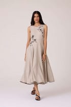 Helios Beige Embroidered Dress view 9