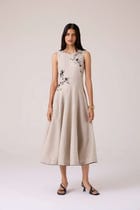Helios Beige Embroidered Dress view 10