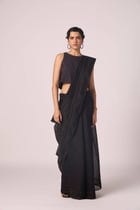 Zuben Zodiac Black Handwoven Embroidered Saree view 2