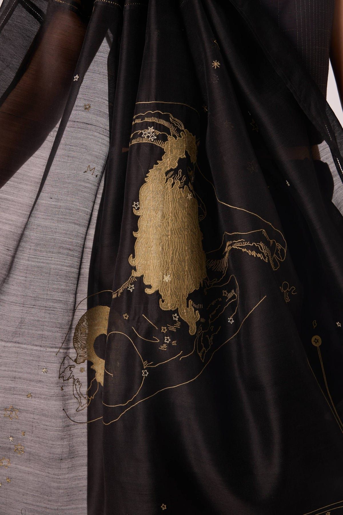 Zuben Zodiac Black Handwoven Embroidered Saree - image 6