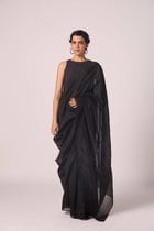 Zuben Zodiac Black Handwoven Embroidered Saree view 7
