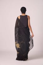 Zuben Zodiac Black Handwoven Embroidered Saree view 8